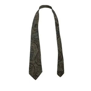 Oscar de la Renta Silk Brown, Cream & Blue Paisley Print Tie